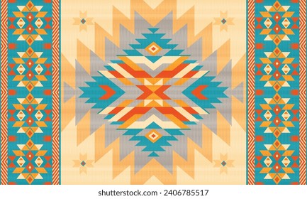 American ethnic native pattern.Traditional Navajo,Aztec,Apache,Southwest and Mexican style fabric pattern.Abstract vector motifs pattern.Design for fabric,clothing,blanket,carpet,woven,wrap,decoration