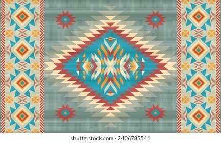 American ethnic native pattern.Traditional Navajo,Aztec,Apache,Southwest and Mexican style fabric pattern.Abstract vector motifs pattern.Design for fabric,clothing,blanket,carpet,woven,wrap,decoration