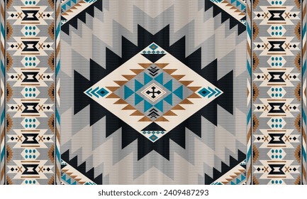 American ethnic native pattern.Traditional Navajo,Aztec,Apache,Southwest and Mexican style fabric pattern.Abstract vector motifs pattern.Design for fabric,clothing,blanket,carpet,woven,wrap,decoration