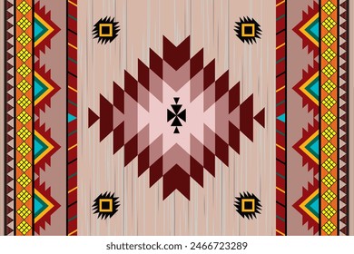 American ethnic native pattern.Traditional Navajo,Aztec,Apache,Southwest and Mexican style fabric pattern.Abstract vector motifs pattern.Design for fabric,clothing,blanket,carpet,woven,wrap,decoration