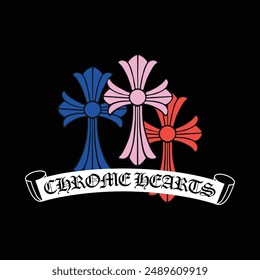 An American fashion brand has chosen a Chrome Hearts logo in the style of Medieval Gothic.Majority of their products are produced in their Hollywood production factory.