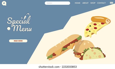 american fast food banner design menu landing page