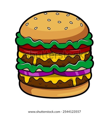 american fast food double burger vector icon logo illustration