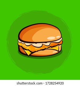 American fast food fish burger with fish and cheese