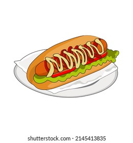 american fast food hot dog illustration