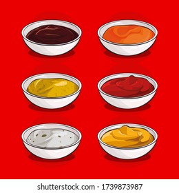 American fast food sauces vector icon set