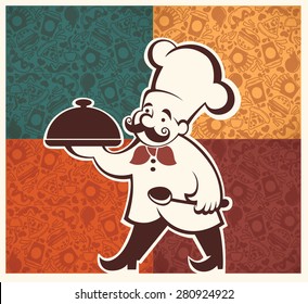 american fastfood pattern and cartoon chef image