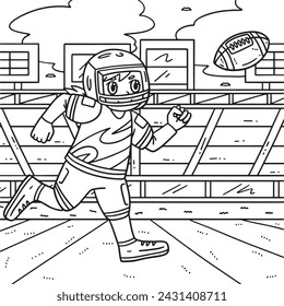 American Female Player Chasing Football Coloring 