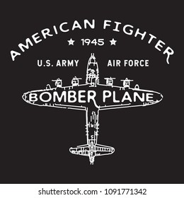 American Fighter Vector Vintage Illustration, Badge, Logo for t shirt and apparel