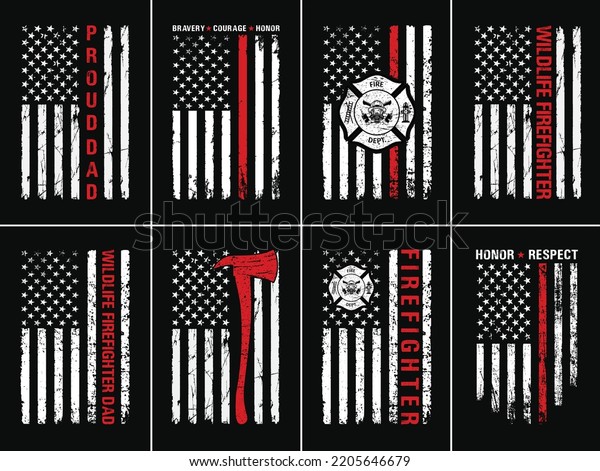 American Firefighter Design Template Firefighter Usa Stock Vector ...