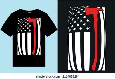 American firefighter flag - t shirt design printing