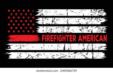 American Firefighter Thin Red Line With Usa Flag Shirt Banner Poster Backround Template