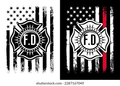 American Firefighter tshirt Design Pro Vector