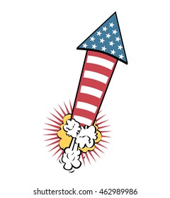 american fireworks celebration icon vector illustration design