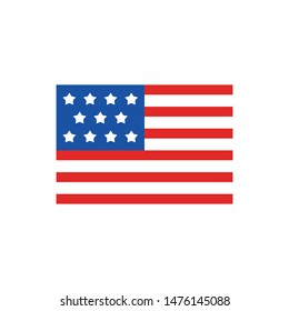 American Flag with 11 stars, veterans day, independance. vector illustration isolated on white background.