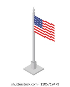 American flag 3d isometric flag