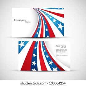 American Flag 4th july business card set design vector