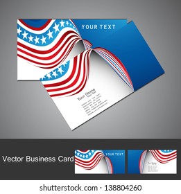 American Flag 4th july business card set wave design vector illustration