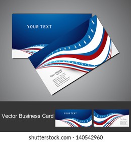 American Flag 4th July Business Card Set  Vector Illustration