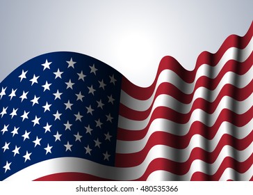 American flag, for 4th July, Independence Day celebration, Presidential Election, vote. Patriotic realistic graphics. National design. Symbol the United State of America. Vector illustration