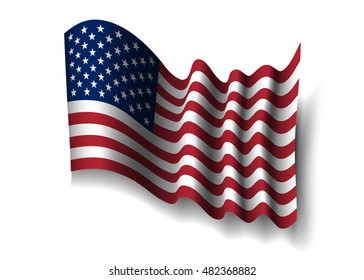 American flag, for 4th July, Independence Day celebration, Presidential Election, vote. Patriotic realistic graphics. National design. Symbol the United State of America. Vector illustration