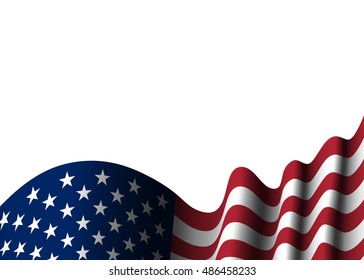 American flag, for 4th July, Independence Day celebration, Presidential Election, vote. Patriotic realistic graphics. National design. Symbol the United State of America. Vector illustration