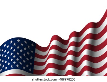 American flag, for 4th July, Independence Day celebration, Presidential Election, vote. Patriotic realistic graphics. National design. Symbol the United State of America. Vector illustration