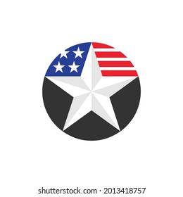 American Flag 5 Star Circle Logo Icon Vector
