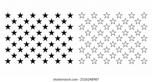 The American flag 50 stars stencil template vector illustration. Union 50 stars symbol.
