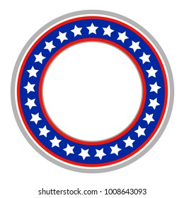 American flag abstract round frame with empty space for text. USA flag badge logo emblem sticker