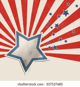 American flag abstract with stars and stripes in retro style