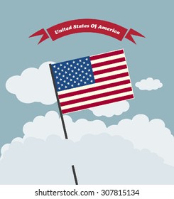 American Flag Against Blue Sky