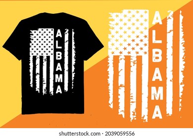 American flag with albama - t shirt design vector