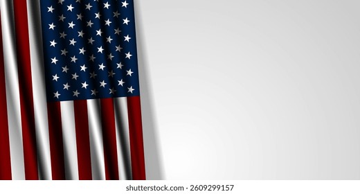 American flag and area for text. White background