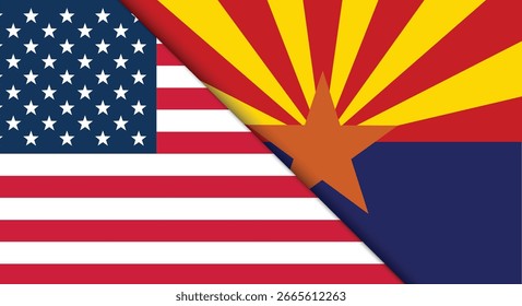Bandera americana con una bandera del Vector del estado de Arizona ilustración