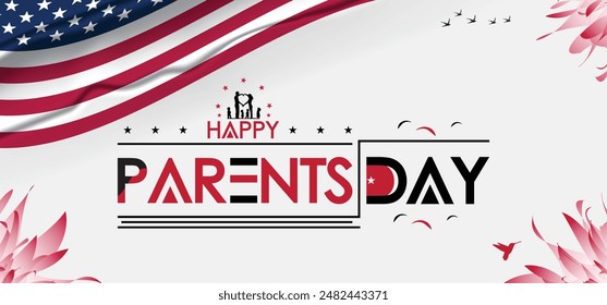 American flag backdrop for joyful Parents' Day