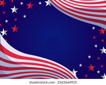 American Flag Background, decorated with Stars. Suitable for Design Independence Events, Veterans Events, Patriot Events, Etc., American Flag Vector Illustration