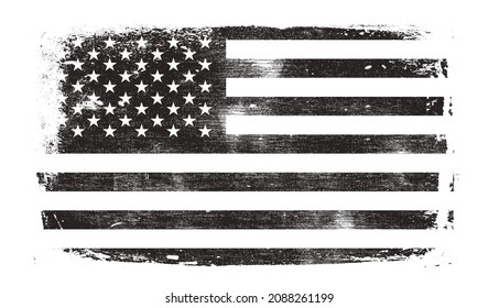 American Flag Background. Grunge Aged Vector Template. Horizontal orientation. Monochrome gamut. Black and white. Grunge layers can be easy editable or removed.
