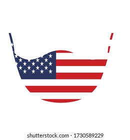 american flag in background of mask use corona virus