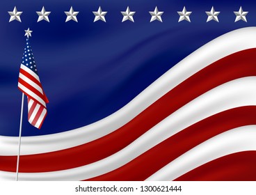 American flag background for presidents 4th july independence day vector illustration