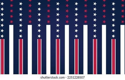 American flag background with stars and stripes. Vector illustration