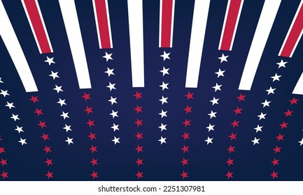 American flag background with stars and stripes. Vector illustration