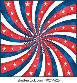 American flag background with stars and swirly stripes symbolizing 4th july independence day. Raster also available.