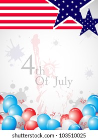 American flag background with statue of liberty seamless background and balloons background for Independence Day and other occasions. EPS 10, Vector Illustration.