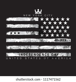 Fondo de la bandera americana con texto/ Día de la Independencia / Nueva ciudad de York