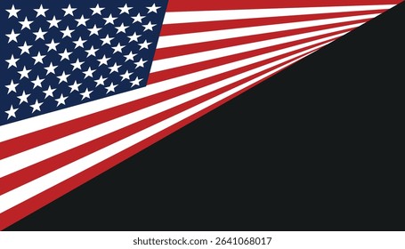 American flag background vector banner flat graphic illustration, close up frame border of US flag for 4th of July, Veterans Day, Election, Presidents Day.