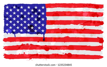 American flag background.Splattered USA flag.
