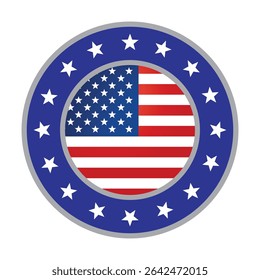 American flag badge. American flag label.