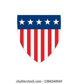 American Flag Badge Shield with stripes and stars, Independence Day Concept, Vector illustration isolated on white background