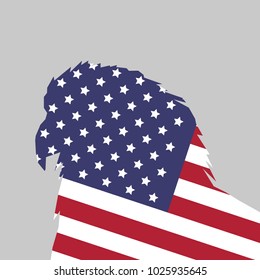 American flag, bald eagle head symbol of USA - vector